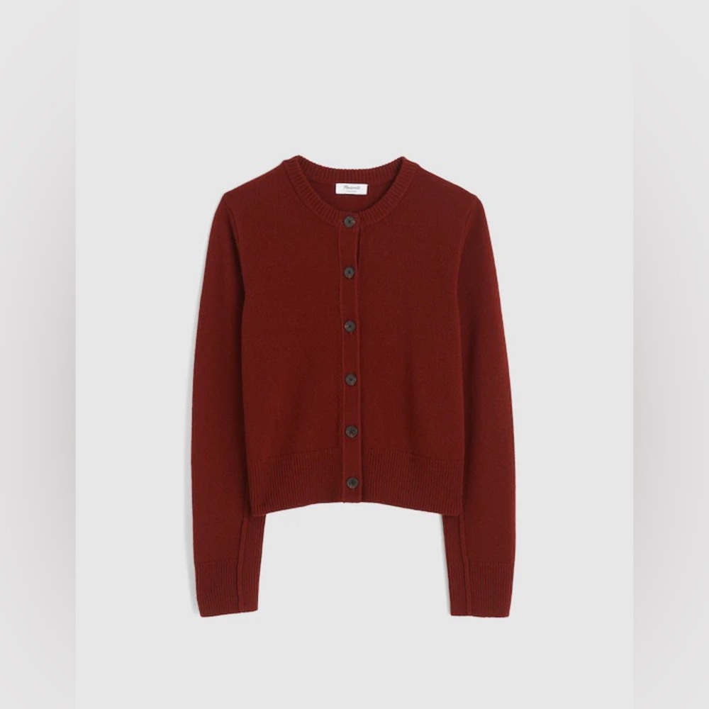 Madewell Cashmere Button-Front Cardigan Sweater • sizeM •NS663 • DEEP RUST
